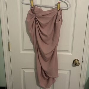 Asymmetric Light Pink Midi Skirt